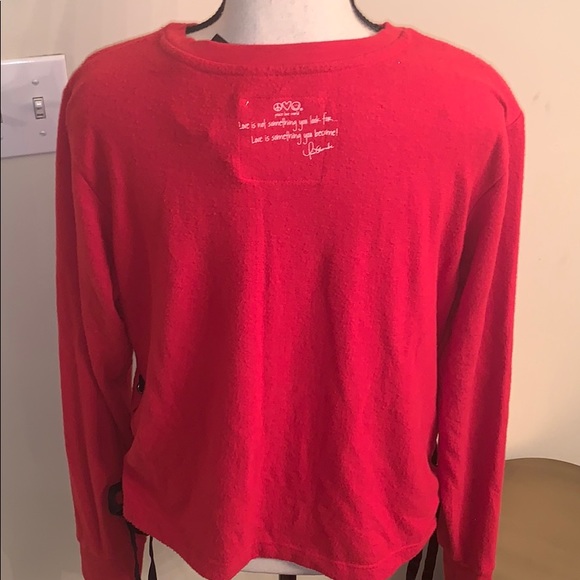 NWT An Original Red Happy Top w/Black Velvet Ties - Picture 5 of 8